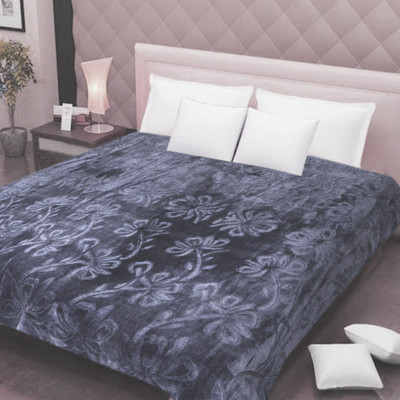 

Zesture Floral  Mink Blanket(Microfiber, Grey