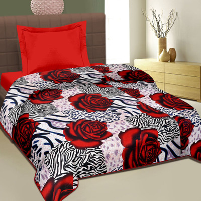

Cortina Floral  Dohar(Microfiber, Red, White