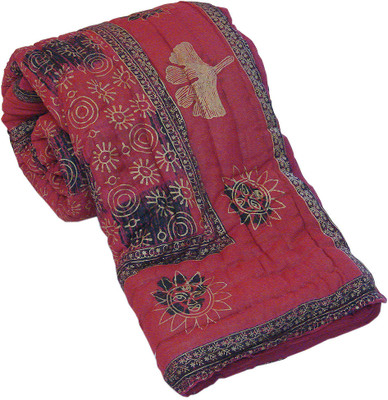 23% OFF on Little India Abstract Double Comforter(Cotton, Pink)