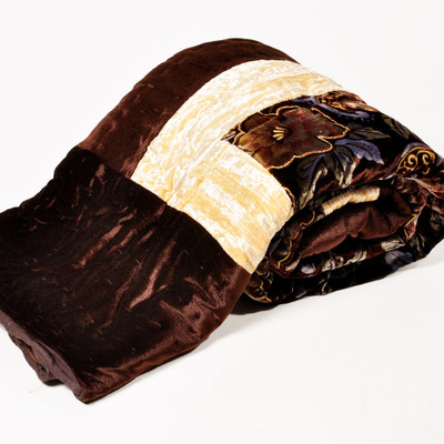 32% OFF on Little India Floral Single Quilt(Velvet, Brown)