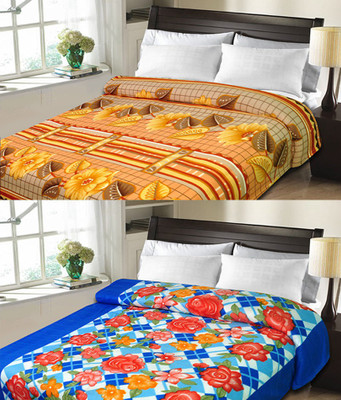

Sanvi Traders Checkered Double Blanket(Microfiber, Blue)