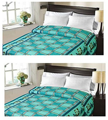 

Peponi Checkered  Coral Blanket(Polyester, Green