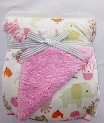 

Carter's Animal  Coral Blanket(Microfiber, White