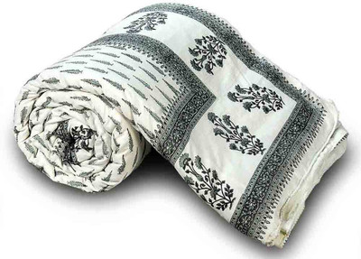 

Bagrastore Floral  Comforter(Microfiber, White And Silver Mix