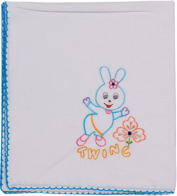 

Ole Baby Embroidered  Swadding Baby Blanket(Cotton, Blue