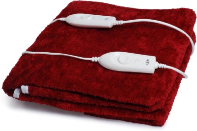 Expressions Solid Double Electric Blanket for  Heavy Winter(Polyester, Red)