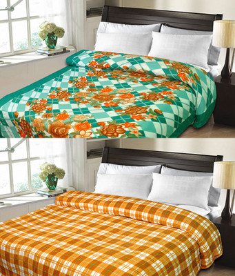 

Sanvi Traders Checkered Double Blanket(Microfiber, Brown)