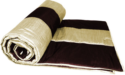 53% OFF on Zikrak Exim Striped Single Quilt(Poly Dupiony, Brown, Beige)