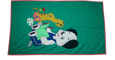 

Hugs N Rugs Embroidered, Animal  Top Sheet(Cotton, Multicolor
