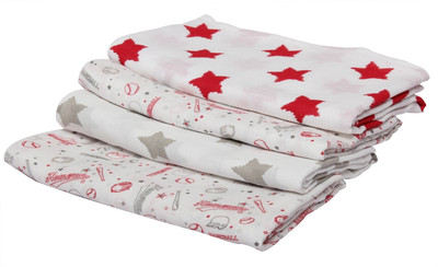 

Bacati Printed  Blanket(Microfiber, Red II Grey