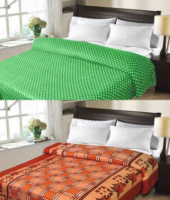 

Sanvi Traders Checkered Double Blanket(Microfiber, Brown)