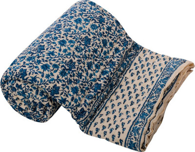 

Sellstra Floral Single Comforter(Microfiber, Blue)