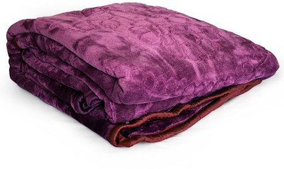 

Shivam Concepts Floral Double Blanket(Microfiber, Purple)