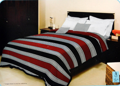

Bombay Dyeing Striped Double Mink Blanket(Microfiber, Brown)