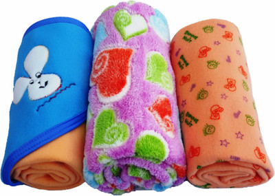 

Brandonn Printed  Hooded Baby Blanket(Microfiber, Peach