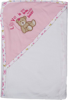 

Baby Boo Plain  Hooded Baby Blanket(Cotton, Pink, White