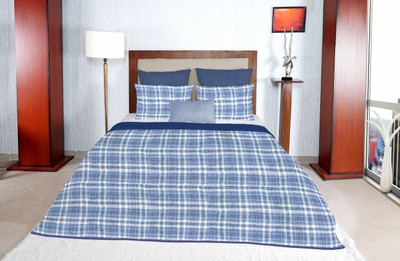 

Solaj Checkered Double Comforter(Cotton, Blue)