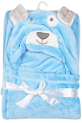 

Creative India Exports Plain  Hooded Baby Blanket(Microfiber, Blue