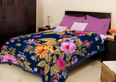 

Bombay Dyeing Floral Single Mink Blanket(Microfiber, Blue)