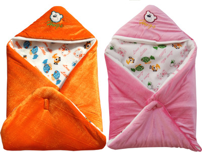 

My NewBorn Cartoon  Hooded Baby Blanket(Polyester, Tangerine, Pink, Pink;tangerine