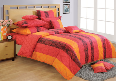 21% OFF on Swayam Striped Double Quilt(Cotton, Pink, Orange)