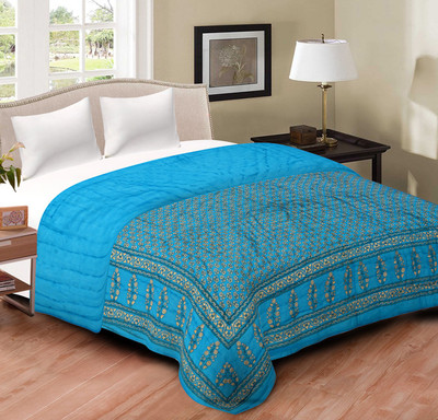 

Spangle Printed Double, King Comforter(Cotton, Firozi)