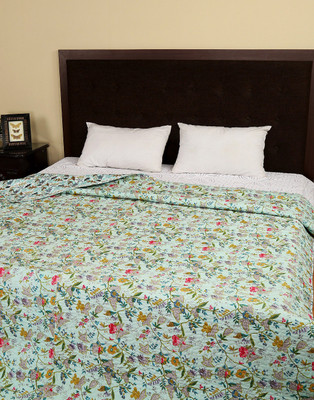 

Rajrang Floral Double Comforter(Cotton, Light Blue)