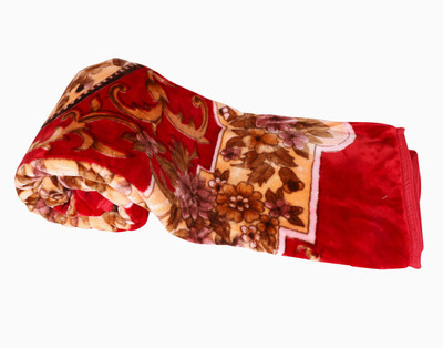 

IndiWeaves Floral  Mink Blanket(Microfiber, Red, Cream, Cream;red