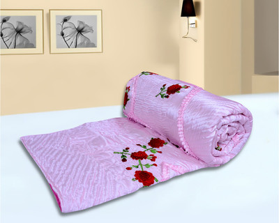 50% OFF on El Sandalo Floral Double Quilt(Microfiber, Pink)