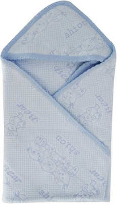 

Aarushi Printed Single Hooded Baby Blanket(Microfiber, Blue)