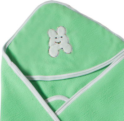 

Utc Garments Plain  Hooded Baby Blanket(Microfiber, Light Green