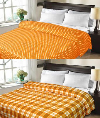 

Sanvi Traders Checkered Double Blanket(Microfiber, Brown)