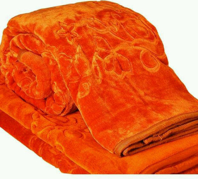 Radhika Creation Floral Double Mink Blanket(Microfiber, Orange)