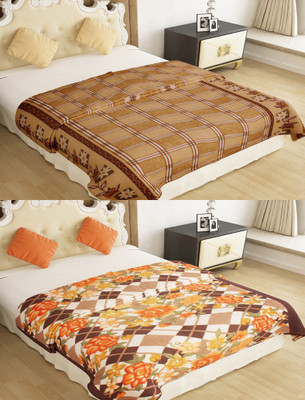 

Home Candy Checkered  Coral Blanket(Microfiber, Brown