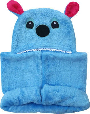 

Brandonn Embroidered  Hooded Baby Blanket(Fur, Blue
