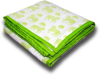 

Tura Turi Motifs  Crib Baby Blanket(Microfiber, Green