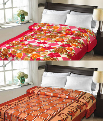 

Sanvi Traders Checkered Double Blanket(Microfiber, Brown)