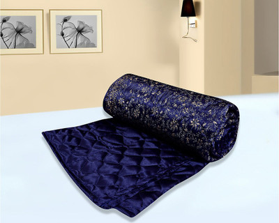 71% OFF on Easy Clean Floral Double Quilt(Microfiber, Blue)