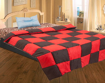 53% OFF on Zikrak Exim Striped Single Comforter(Silk, Red, Black)
