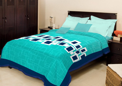 Bombay Dyeing Checkered Single Mink Blanket(Microfiber, Green)