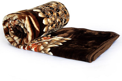 56% OFF on Little India Floral Double Blanket(Brown)