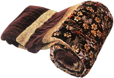56% OFF on Little India Floral Double Quilt(Brown)
