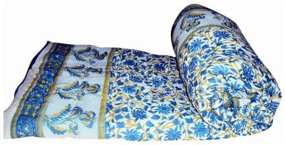 V.R.ENTERPRISES Floral Double Quilt for  Mild Winter(Cotton, Light Blue)