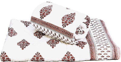 Kaarigar Printed Double Comforter(Cotton, Red)