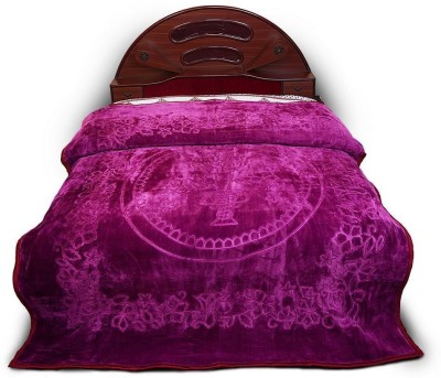 Shine Eshop Self Design Double Mink Blanket for  Heavy Winter(Microfiber, Purple)