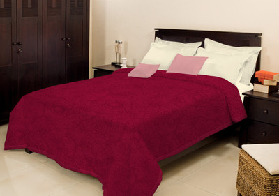 Bombay Dyeing Floral  Mink Blanket(Microfiber, Maroon