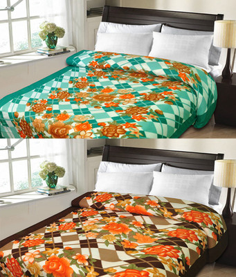 

Sanvi Traders Checkered Double Blanket(Microfiber, Brown)