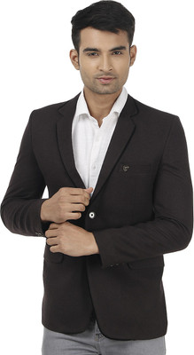 Platinum Studio Solid Single Breasted Formal Men Blazer(Black)