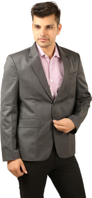 COLORS Striped Single Breasted Party, Formal, Casual, Wedding Men Blazer(Grey)