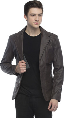 Emblazon Collection Solid Single Breasted Casual Men Blazer(Brown)